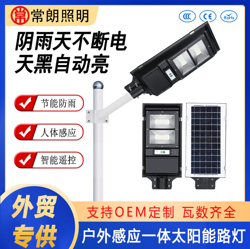跨境光伏防水人体感应太阳能灯家用庭院灯一体化道路灯智能感应
