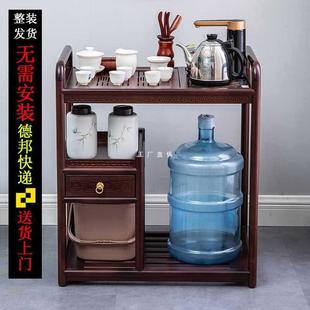 家用简约中式 HF2X花梨实木移动茶水柜茶桌茶台烧水壶一体茶具套装