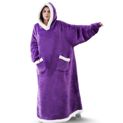好货Super Long Flannel Blanket with Sleeves Winter Hoodies S