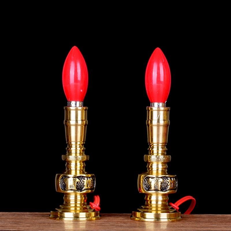 纯铜供灯插电蜡烛灯电烛灯室内供佛灯电蜡烛电烛台长明灯家用烛台