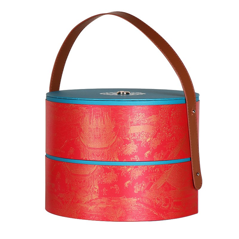 新款双层月饼礼盒中秋节礼品盒茶饼包装茶叶罐大礼盒空手提月饼盒