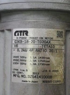 日本日精电机马达  F3S20N10-CNM020TVCT  货期4周