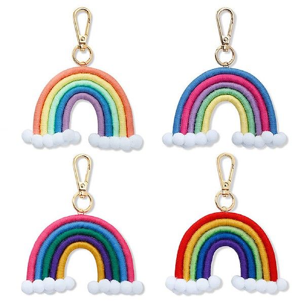 2021 Weaving Rainbow Keychains for Women Boho Handmade key