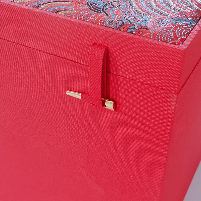 红色云锦陶瓷花瓶工艺品摆件大号高档精美礼品盒收纳盒包装定制