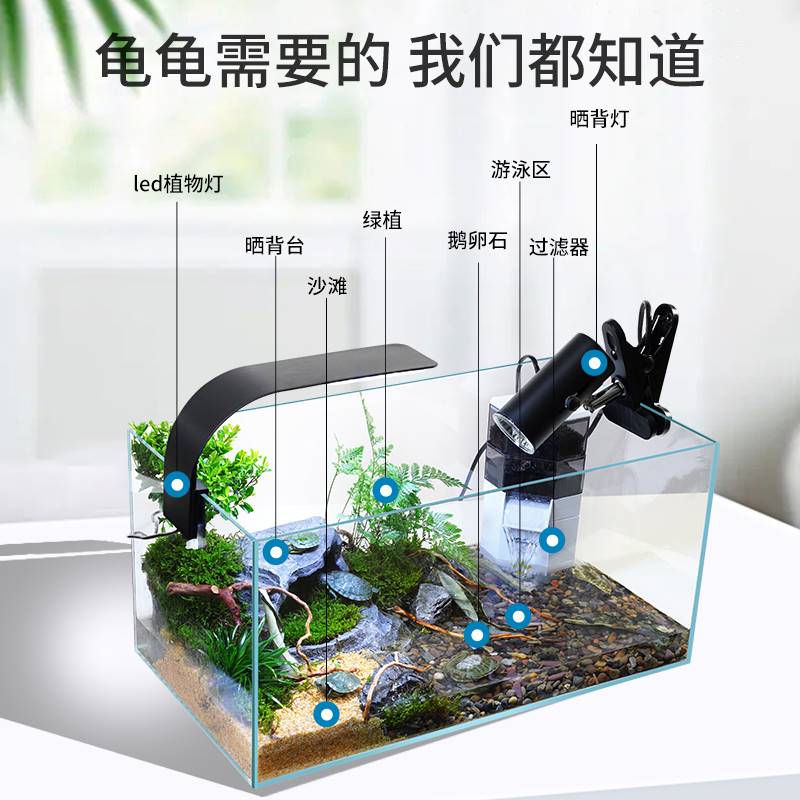 乌龟缸超白玻璃造景家用客厅养乌龟专用缸饲养箱带晒台生态鱼缸