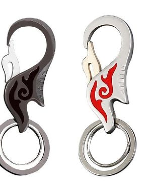 Simple Flame Fire Keychains Metal Enamel Keyrings Double