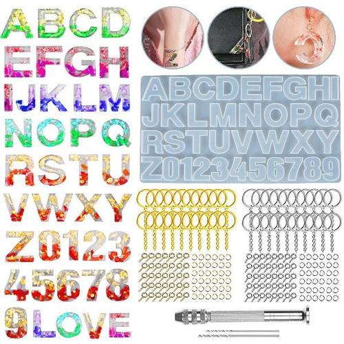 234Pcs Resin Mold Kit Resin Alphabet Mold Kit Silicone