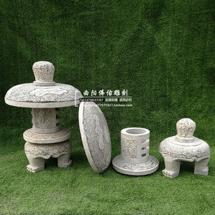 石灯笼日式庭院草坪灯户外花园青石头灯落地照明装饰仿古灯塔摆件