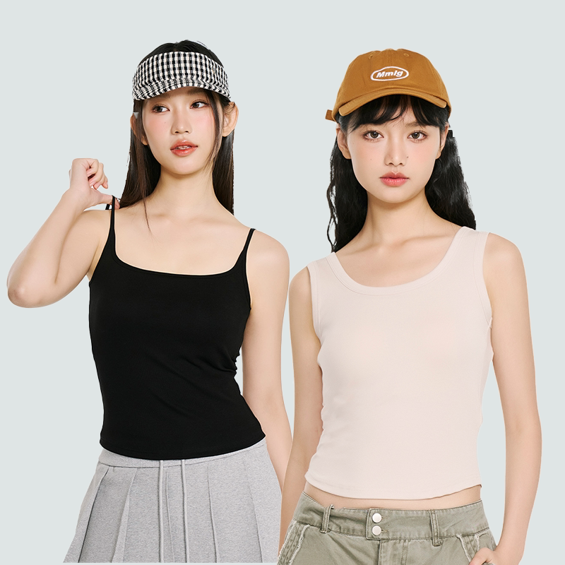 NZNZ带胸垫莱赛尔棉针织吊带背心女