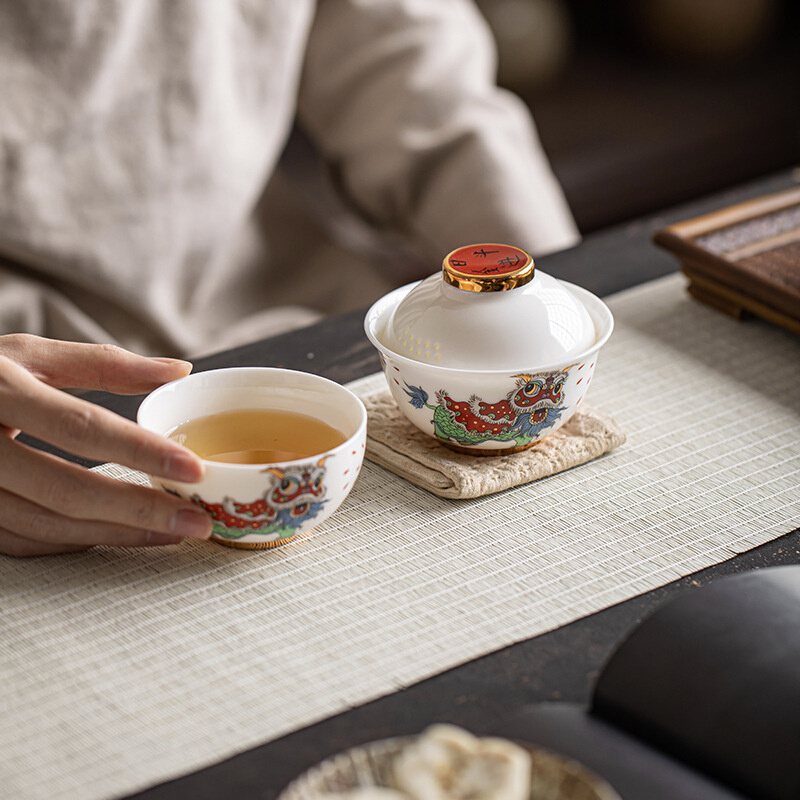 中式国潮旅行茶具套装户外陶瓷泡茶壶便携式快客杯一壶一杯一人饮
