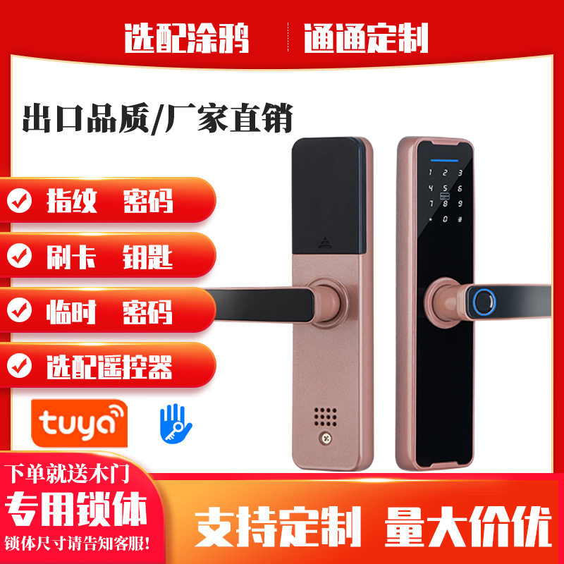 木门指纹锁室内门密码锁电子智能门锁房门卧室家用办公室涂鸦公寓