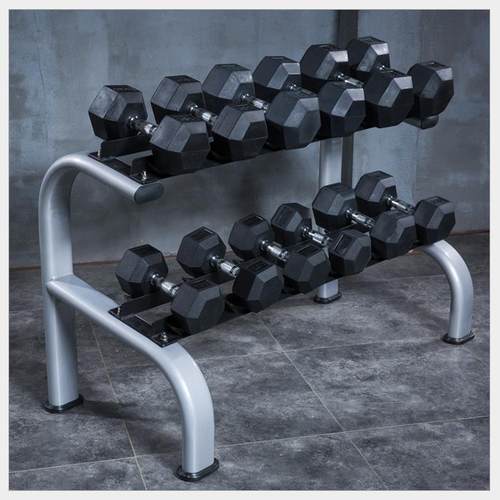 哑铃架 六角圆头包胶电镀哑铃套装放置架 商用私教工作室健身器材