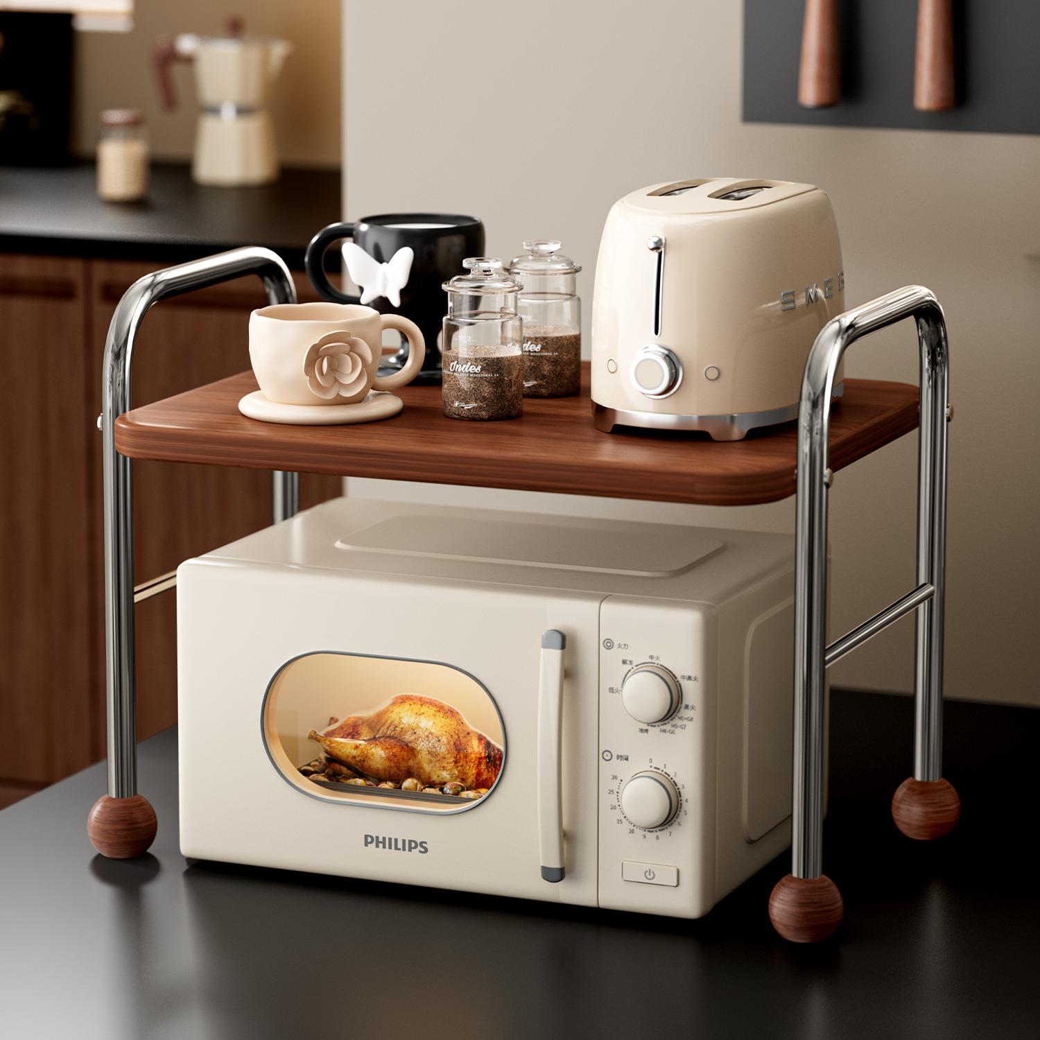 微波炉置物架多功能家用收纳架厨房放电饭煲烤箱一体架子