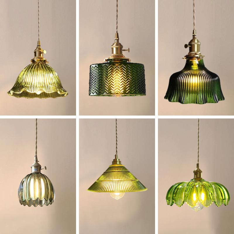 绿色玻璃吊灯北欧复古民宿吧台餐厅床头个性咖啡厅阳台玄关小吊灯