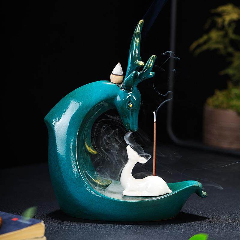 禅意招财鹿香薰炉家用客厅茶室檀香沉香炉陶瓷吉祥鹿倒流香炉摆件,畜牧/养殖物资,畜牧/养殖器械,淘宝优惠券,粉丝福利购,淘宝优惠卷