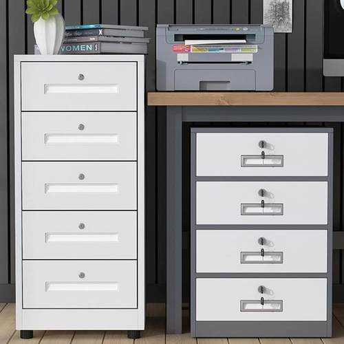 办公室文件柜桌下收纳柜带锁矮柜铁皮工具储物柜资料柜抽屉小柜子