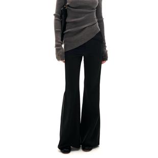 实验 折叠 低腰微喇弹力西裤 Two 长裤 guys 修身 little