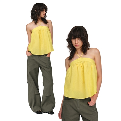 Two little guys*天丝亚麻棉假日系列Hollywood挂脖系带亚麻吊带