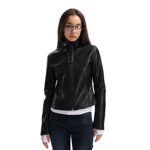 立领沙漏型收腰机车环保皮衣夹克 guys Two little