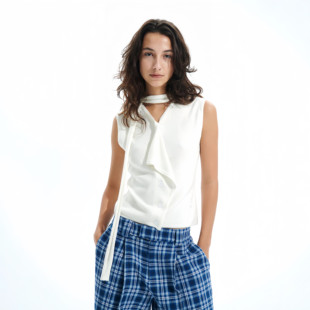 系带围巾针织背心开衫 Two 不对称无袖 guys little