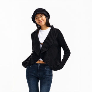 荷叶边牛角扣复古羊毛短外套 guys Two little