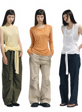 Two little guys*松弛层次假两件套挂脖针织多穿法打底衫