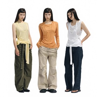 松弛层次假两件套挂脖针织多穿法打底衫 guys little Two