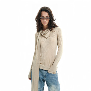 垂感飘带天丝羊毛打底针织衫 guys little Two