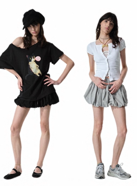 Two little guys*度假系列全棉高腰松紧腰百搭运动蓬蓬裙