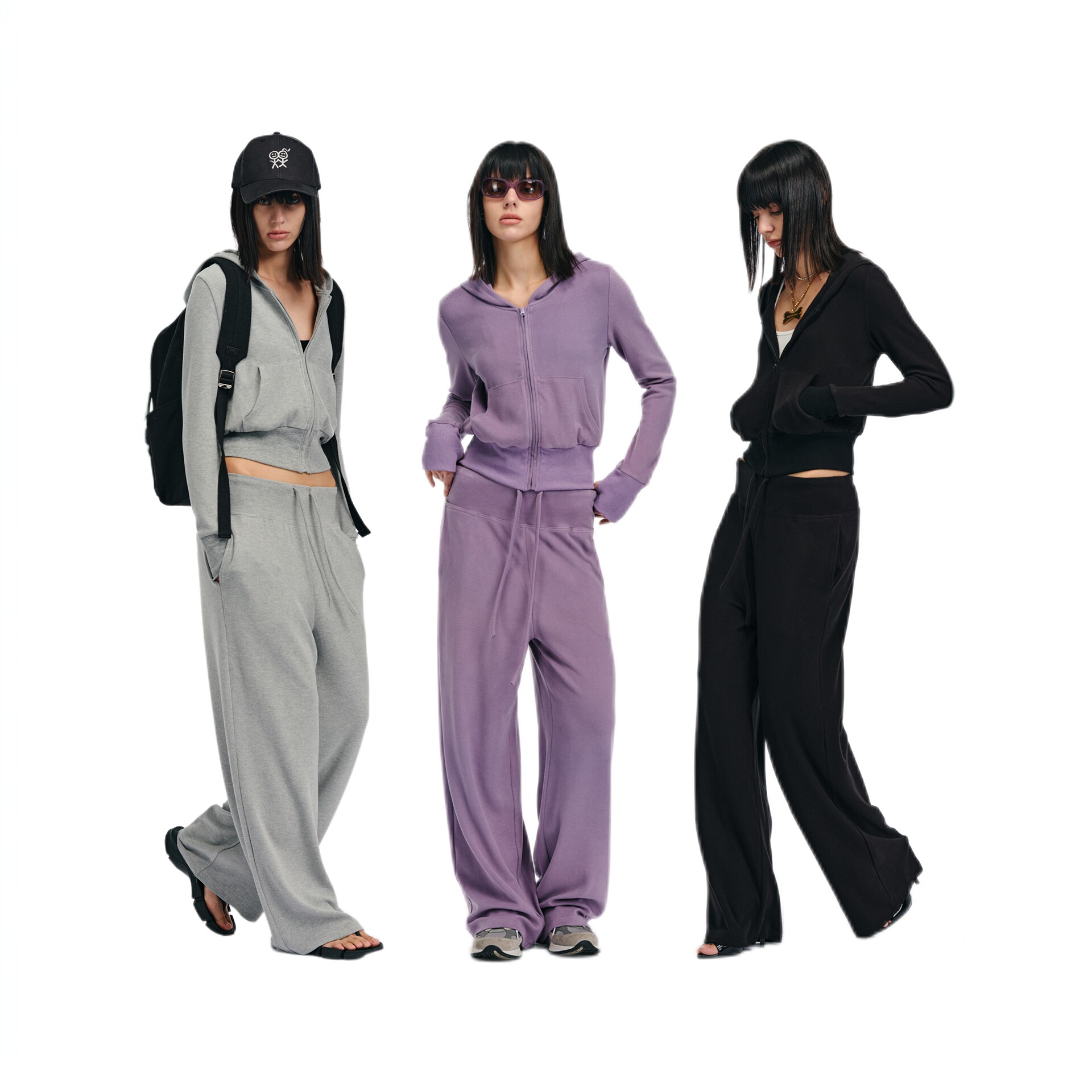 Two little guys* 胶囊系列-柔软罩衫收腰套指卫衣抽绳中腰卫裤