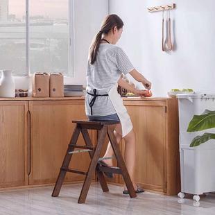 爱必居实木可折叠梯凳厨房凳子家用人字梯台阶两用登高步梯子超稳