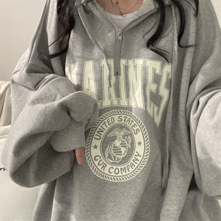 连帽卫衣女设计感外套拉