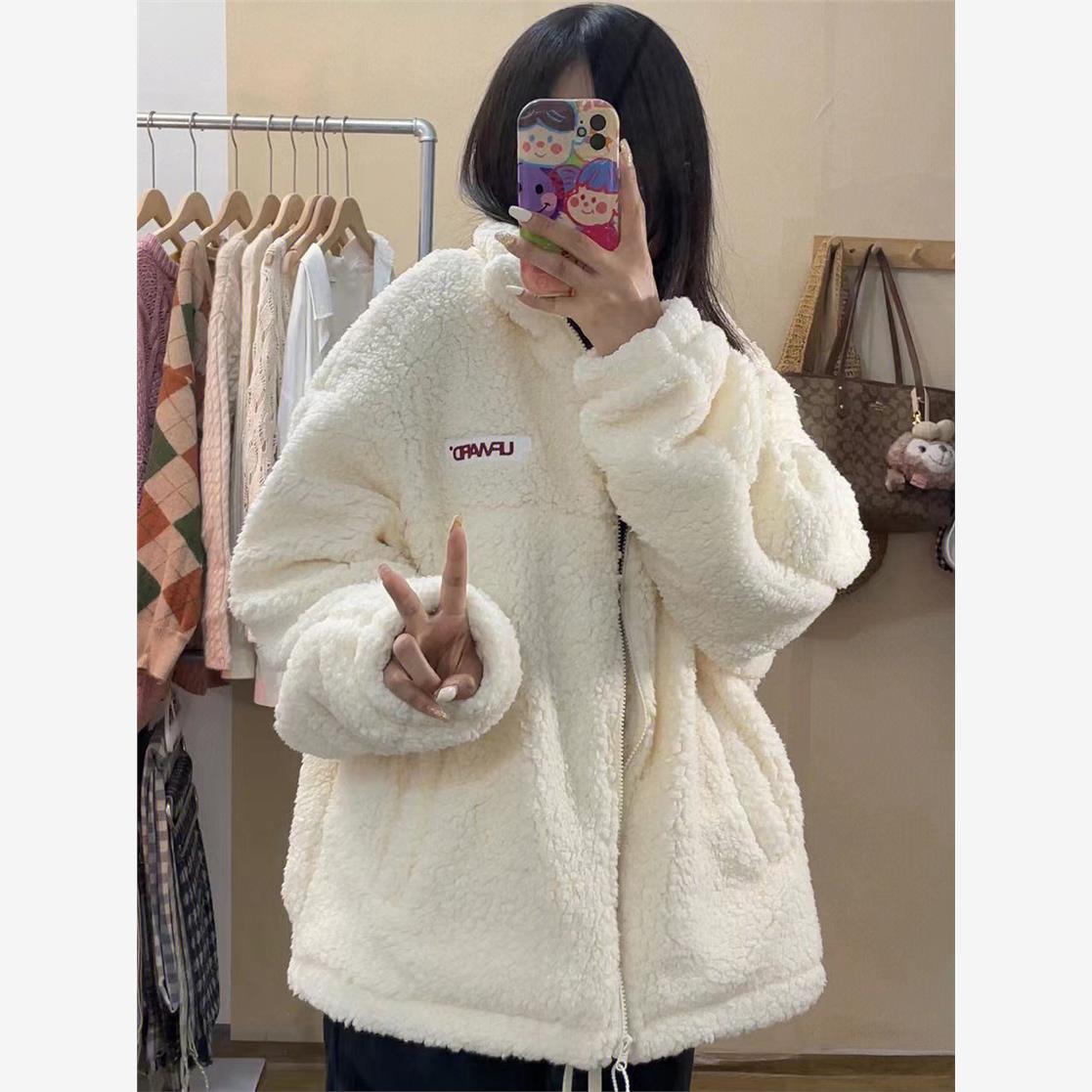 ins保暖羊羔毛绒外套女秋