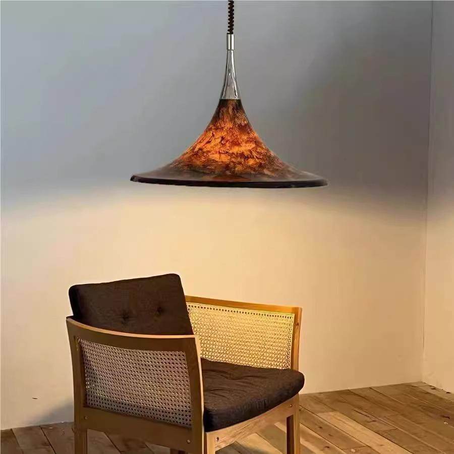 中古餐厅吊灯升降复古彩绘客厅岛台书房主灯设计伸缩灯