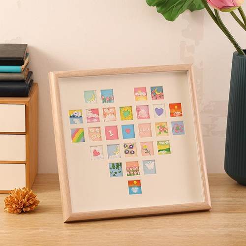 油画棒作品制作保存美甲贝壳画框装裱爱心27宫格形相框摆台