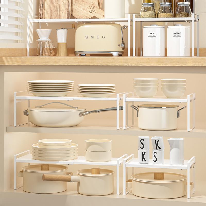家用可伸缩厨房置物架隔板橱柜分层架柜内柜子收纳架调料收纳锅架
