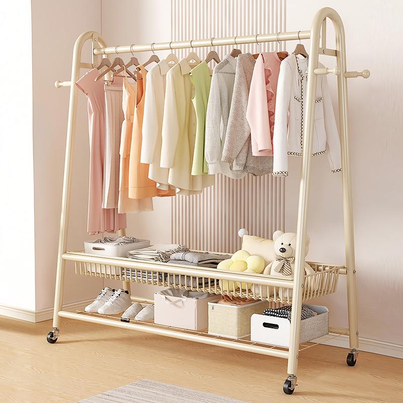 阳台挂衣架卧室内家用落地宿舍晾衣架子客厅网篮移动衣帽架单杆式