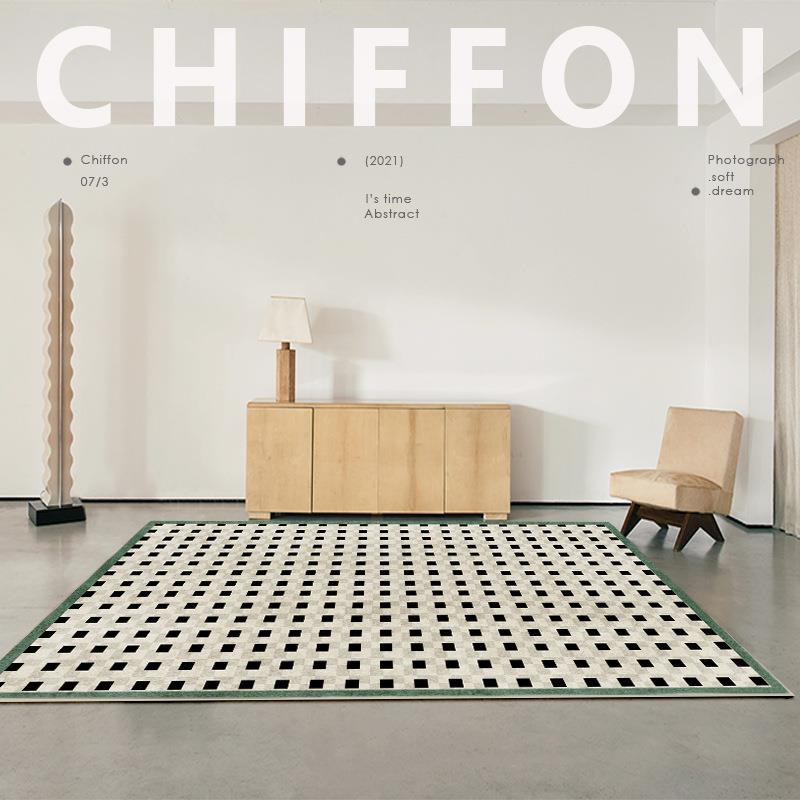 北欧棋盘格客厅地毯地垫短毛茶几卧室沙发茶几毯房间满铺防滑脚垫