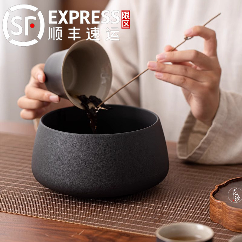 茶渣缸陶瓷建水家用大小号茶洗粗陶烟灰缸茶具配件茶水废水缸杯洗