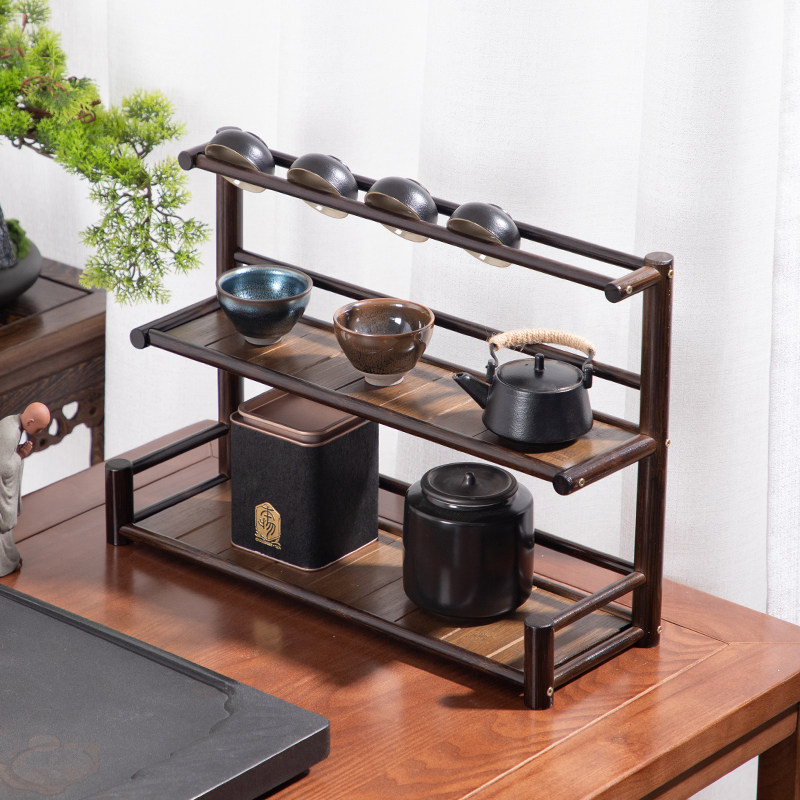 功夫茶杯置物架收纳层架桌面博古架紫砂壶展示架茶器茶具茶壶摆放