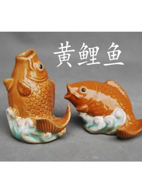 中国风鲤鱼陶瓷摆件园林庭院假山盆景花园鱼池家居装饰品喷水配件