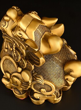 铜貔貅摆件纯铜金钱貔貅家居办公室门店装饰桌面礼品大号独角貔貅