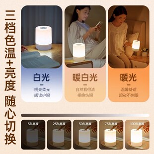 LED小夜灯充电式卧室床头睡眠拍拍触摸感应夜间懒人微光台灯暖光