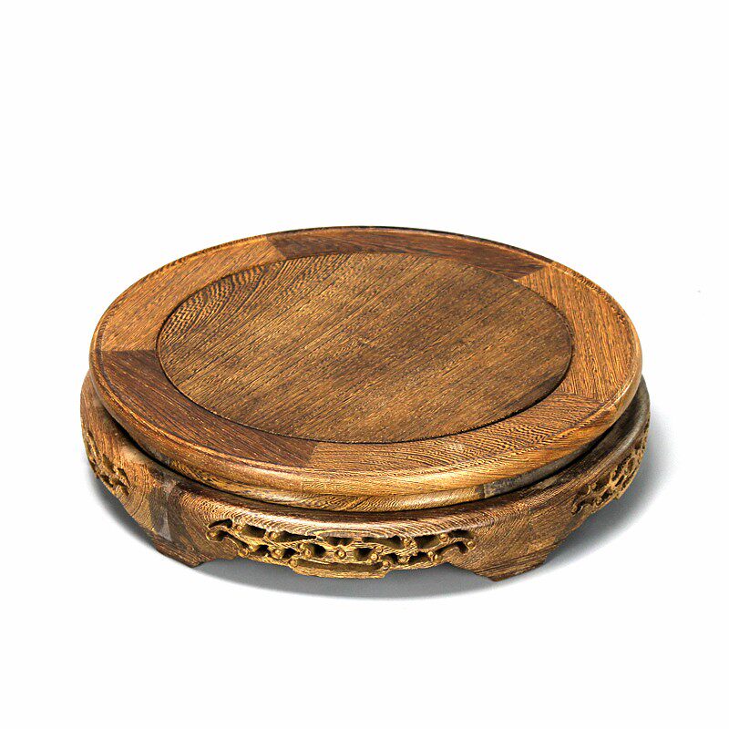 陶瓷鱼缸底座实木花瓶底座大号圆形奇石底座佛像底座工艺品托架