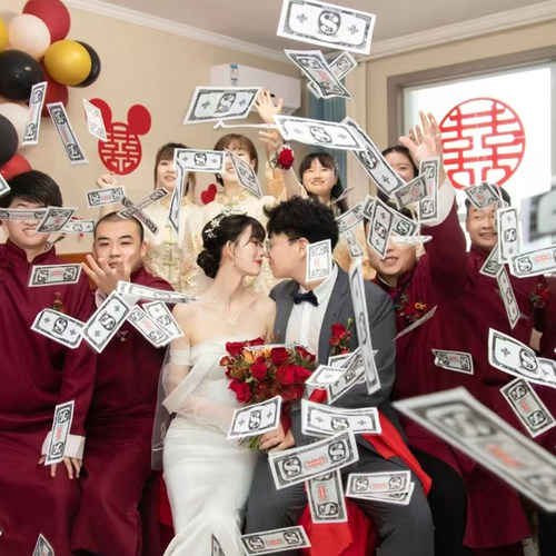 接亲游戏道具婚礼喷钱枪钞票枪筷子迎亲吐钱枪红包枪撒钱枪吐钞机