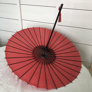 古典手工油纸伞汉服拍照舞台道具装饰黑色伞架纤维杆晴雨伞复古红
