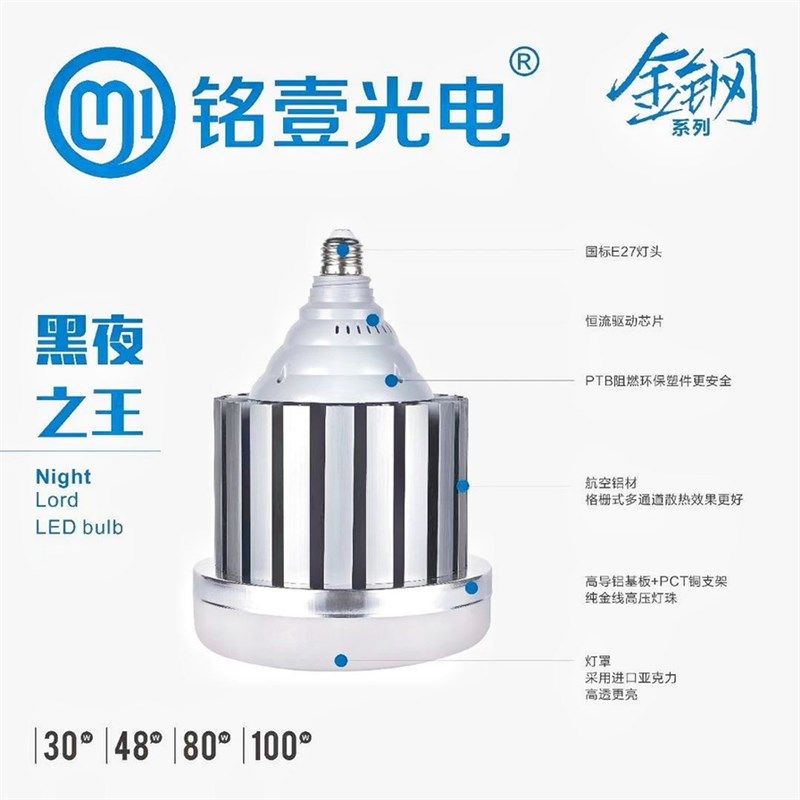 铭壹LED节能型蘑菇灯泡厂房商场家用超亮车间工矿灯户外照明E27