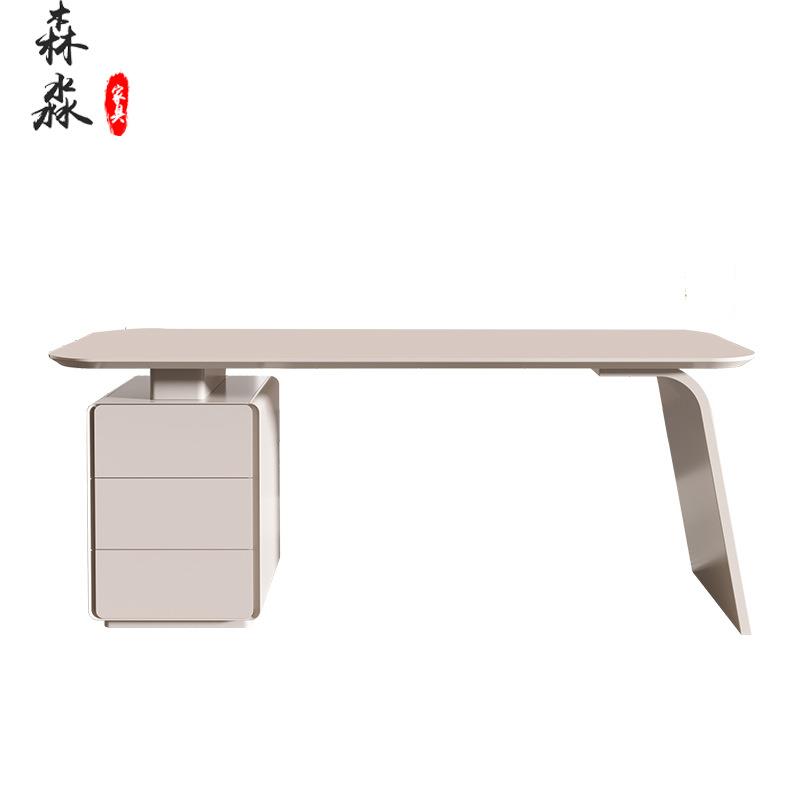 H&意式烤漆书桌轻奢老板桌简约现代设计师办公桌椅医美咨询椅写字