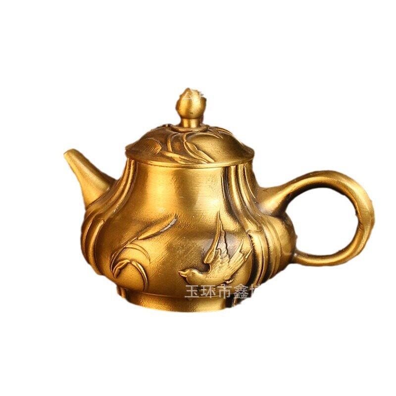 纯铜燕子茶壶纯手工铜壶泡茶壶黄铜沏茶壶家居茶道酒店摆件铜艺