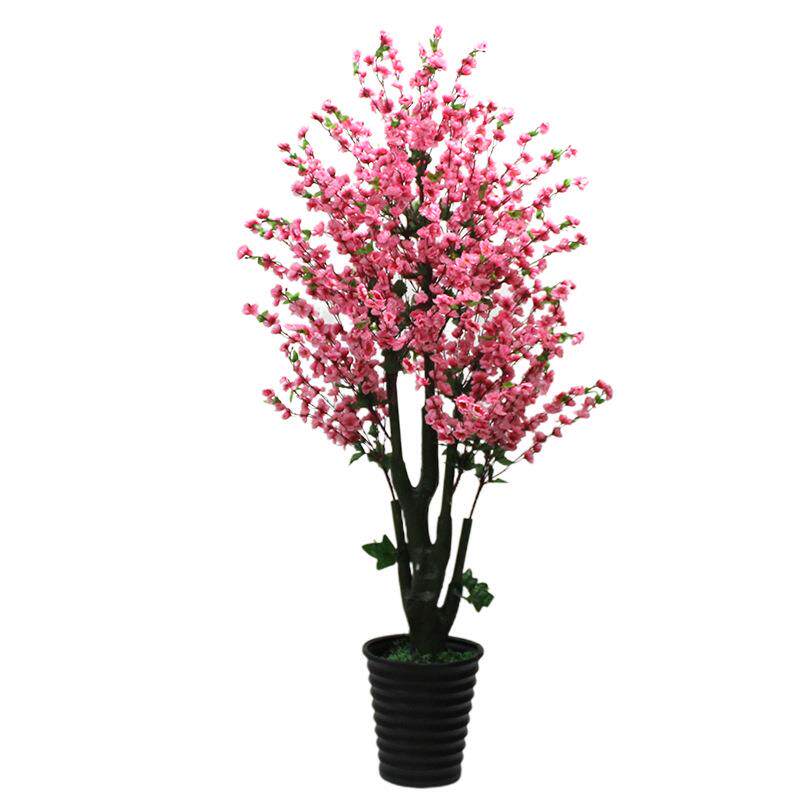 厂家直供仿真花桃花树假桃花树家居景观大型盆栽绿植盆景摆件工艺